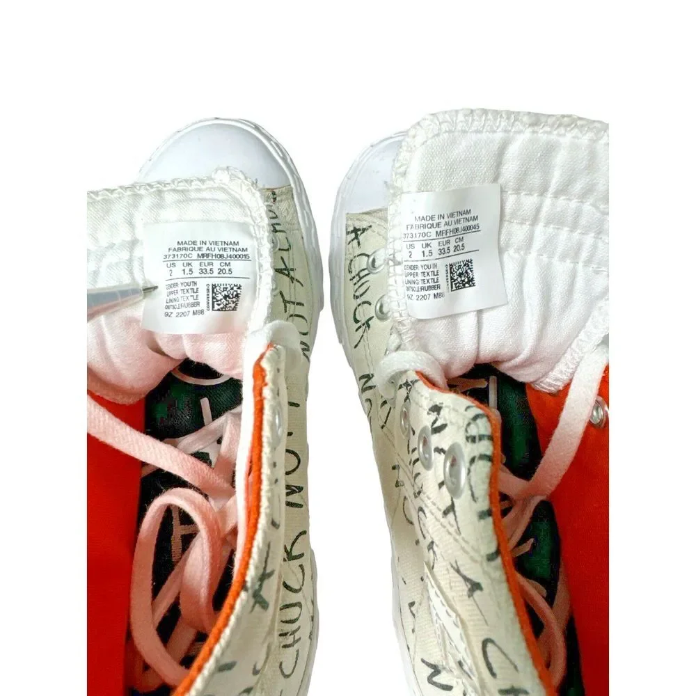 CONVERSE Not‎ A Chuck Youth White Canvas Sneakers 373170C Size 2